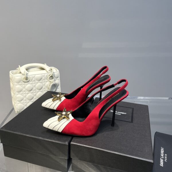 Saint Laurent Women's Silk Slingback Pumps Red For Women YSL