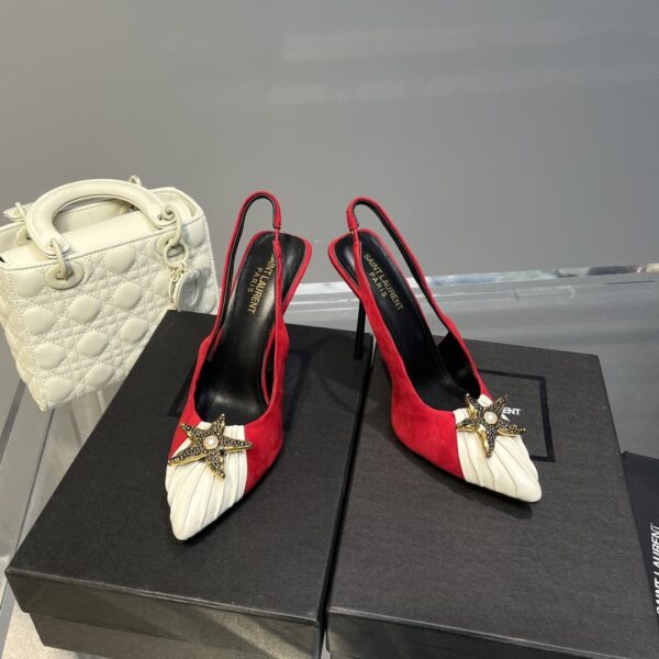 Saint Laurent Women's Silk Slingback Pumps Red For Women YSL