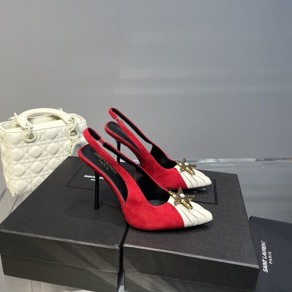 Saint Laurent Women's Silk Slingback Pumps Red For Women YSL