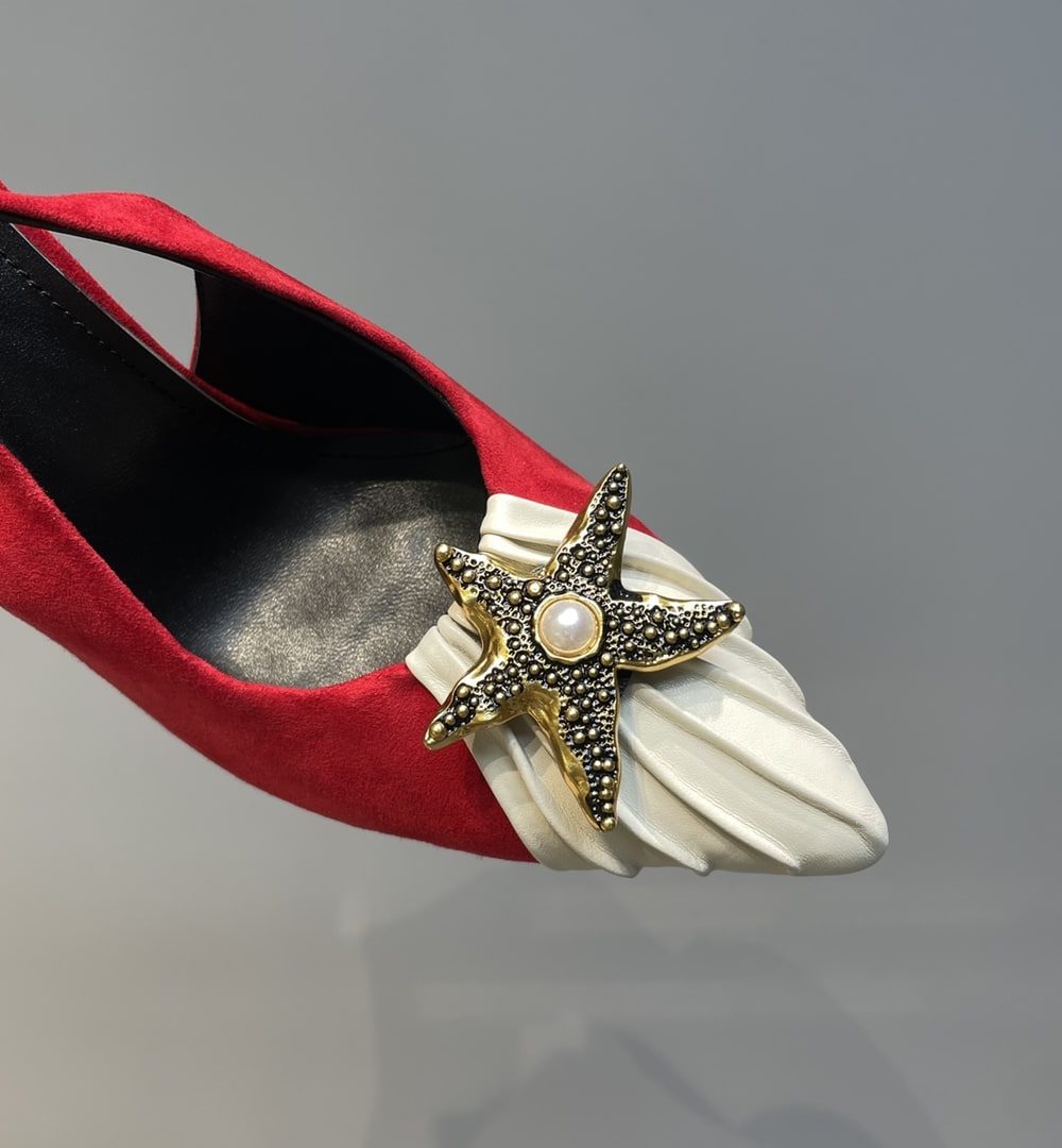 Saint Laurent Women's Silk Slingback Pumps Red For Women YSL