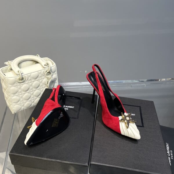 Saint Laurent Women's Silk Slingback Pumps Red For Women YSL