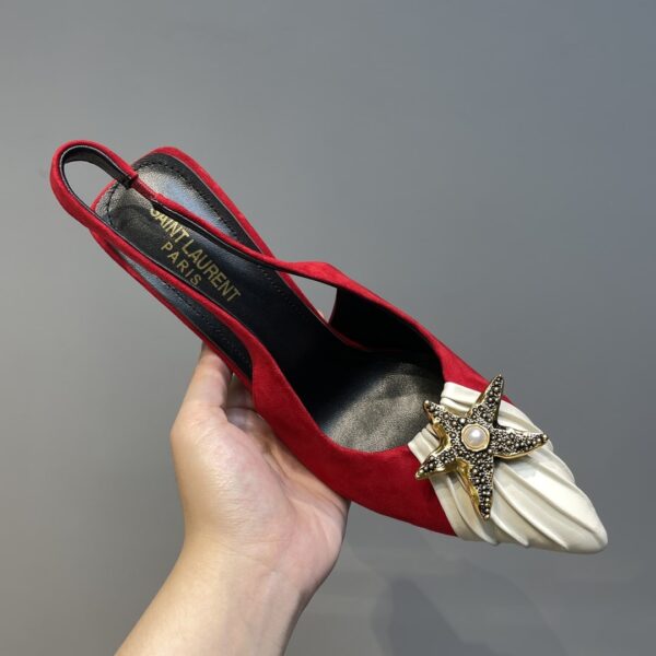Saint Laurent Women's Silk Slingback Pumps Red For Women YSL