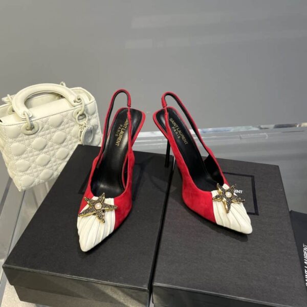 Saint Laurent Women's Silk Slingback Pumps Red For Women YSL