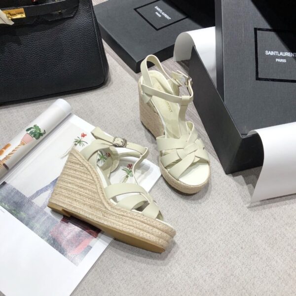 Saint Laurent Women's Tribute Espadrilles Wedge Beige For Women YSL