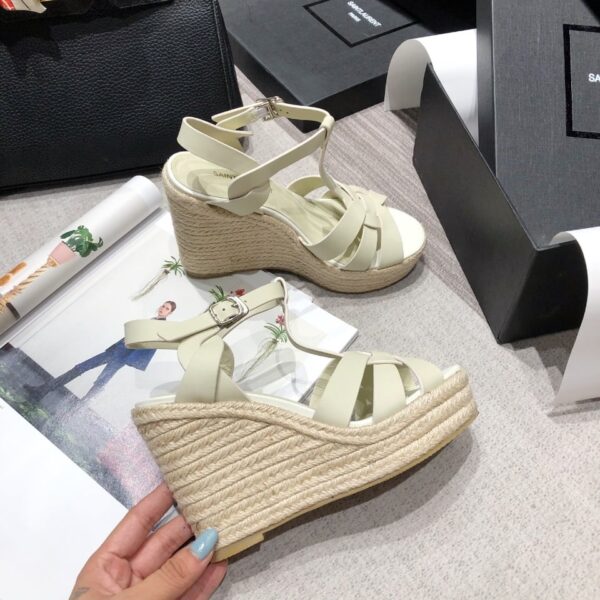 Saint Laurent Women's Tribute Espadrilles Wedge Beige For Women YSL