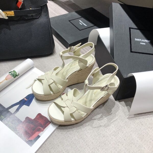 Saint Laurent Women's Tribute Espadrilles Wedge Beige For Women YSL