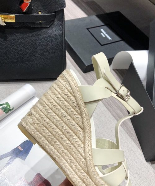 Saint Laurent Women's Tribute Espadrilles Wedge Beige For Women YSL