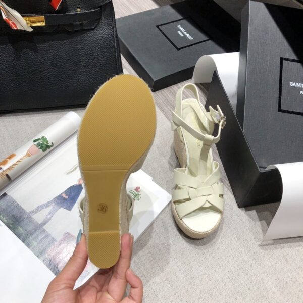 Saint Laurent Women's Tribute Espadrilles Wedge Beige For Women YSL
