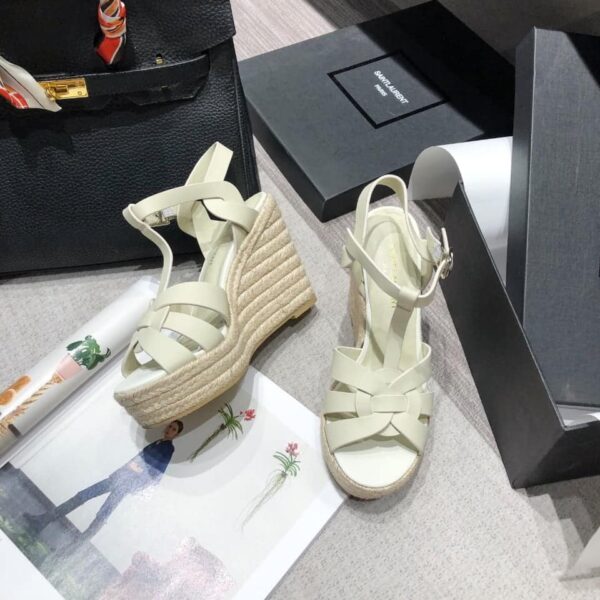 Saint Laurent Women's Tribute Espadrilles Wedge Beige For Women YSL