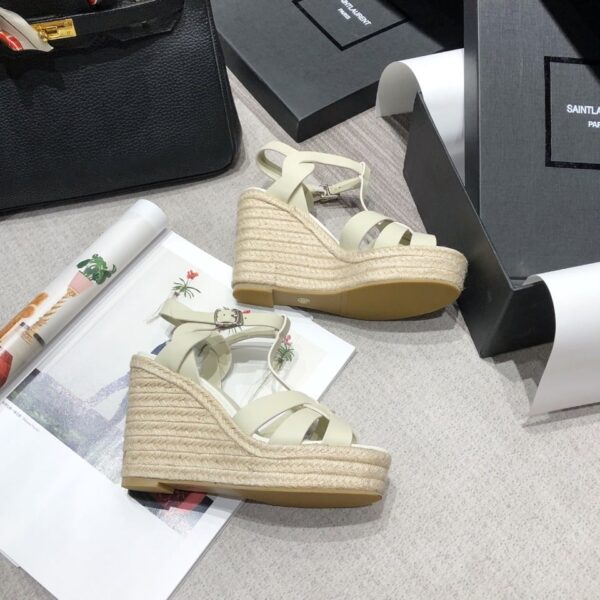 Saint Laurent Women's Tribute Espadrilles Wedge Beige For Women YSL