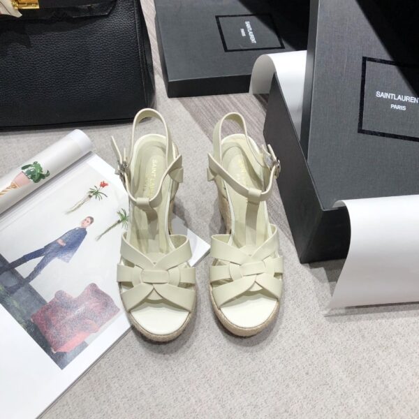 Saint Laurent Women's Tribute Espadrilles Wedge Beige For Women YSL
