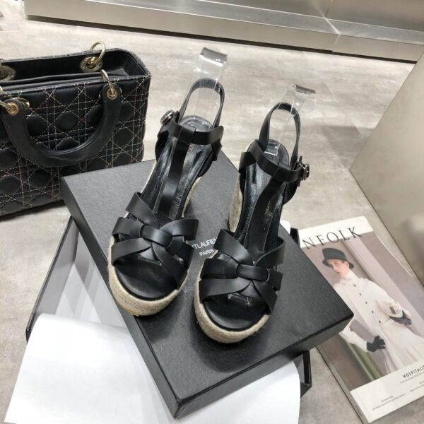 Saint Laurent Women's Tribute Espadrilles Wedge Black For Women YSL
