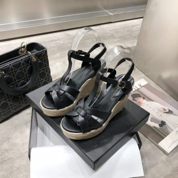Saint Laurent Women's Tribute Espadrilles Wedge Black For Women YSL