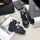 Saint Laurent Women's Tribute Espadrilles Wedge Black For Women YSL 611924BDA001000
