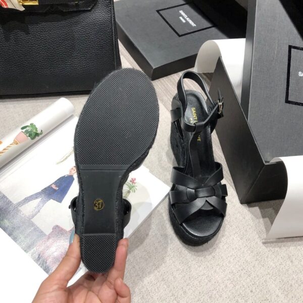Saint Laurent Women's Tribute Espadrilles Wedge Black For Women YSL 611924BDA001000
