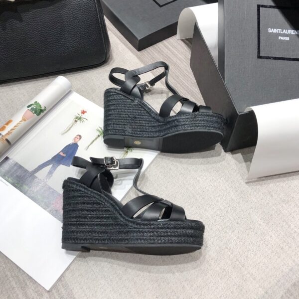 Saint Laurent Women's Tribute Espadrilles Wedge Black For Women YSL 611924BDA001000