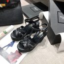 Saint Laurent Women's Tribute Espadrilles Wedge Black For Women YSL 611924BDA001000