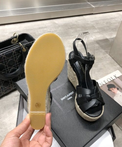 Saint Laurent Women's Tribute Espadrilles Wedge Black For Women YSL