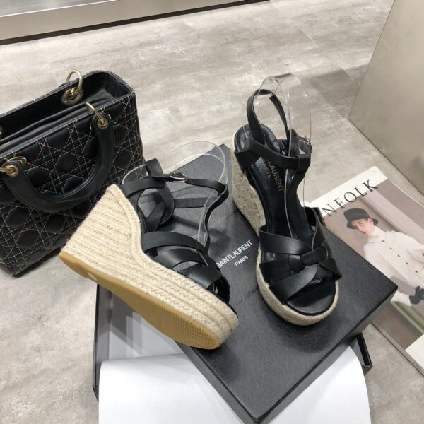Saint Laurent Women's Tribute Espadrilles Wedge Black For Women YSL