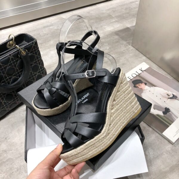 Saint Laurent Women's Tribute Espadrilles Wedge Black For Women YSL