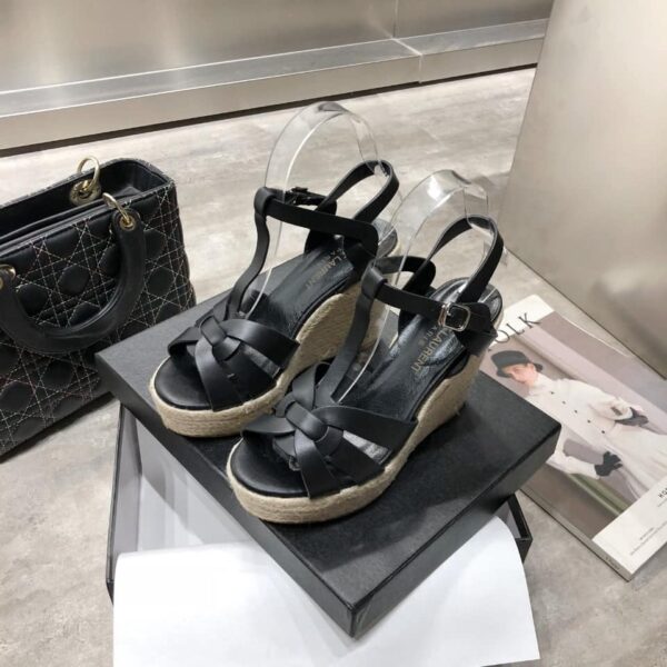 Saint Laurent Women's Tribute Espadrilles Wedge Black For Women YSL
