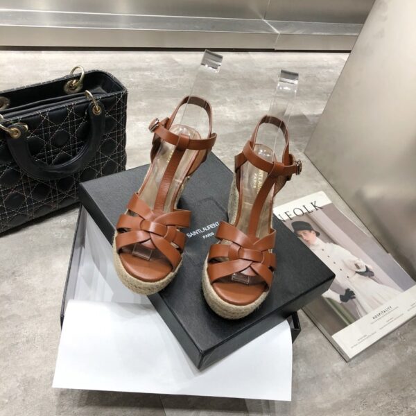 Saint Laurent Women's Tribute Espadrilles Wedge Brown For Women YSL 611924BDA002206