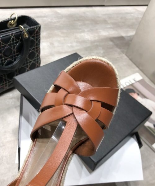 Saint Laurent Women's Tribute Espadrilles Wedge Brown For Women YSL 611924BDA002206