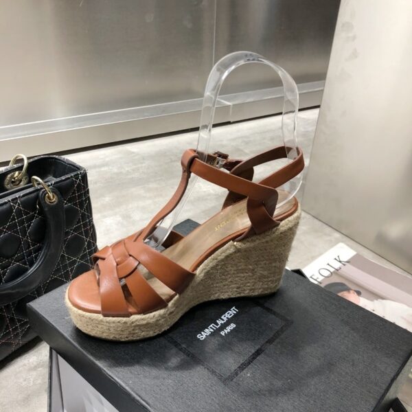 Saint Laurent Women's Tribute Espadrilles Wedge Brown For Women YSL 611924BDA002206