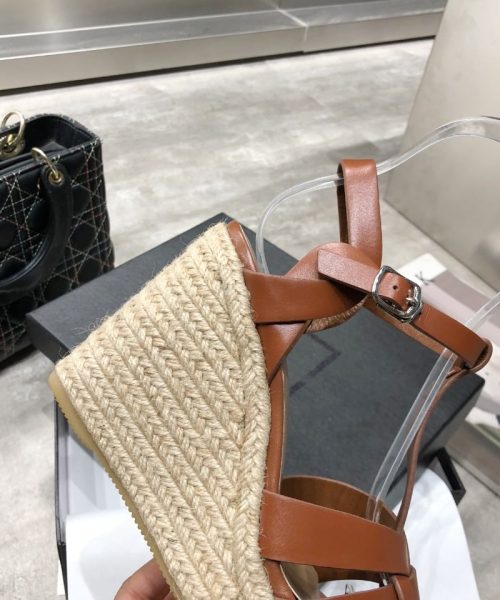 Saint Laurent Women's Tribute Espadrilles Wedge Brown For Women YSL 611924BDA002206