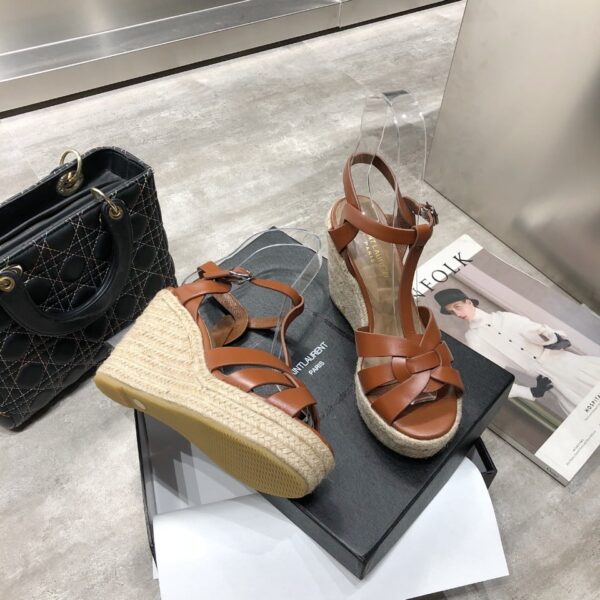 Saint Laurent Women's Tribute Espadrilles Wedge Brown For Women YSL 611924BDA002206