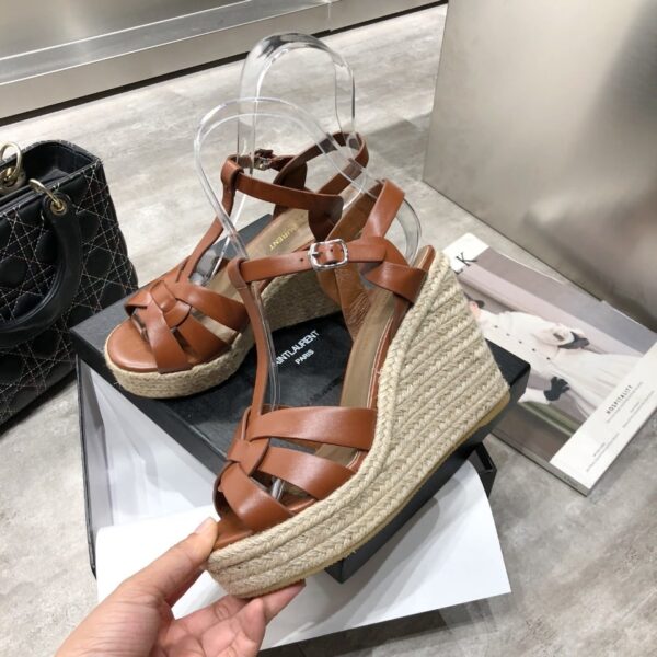 Saint Laurent Women's Tribute Espadrilles Wedge Brown For Women YSL 611924BDA002206