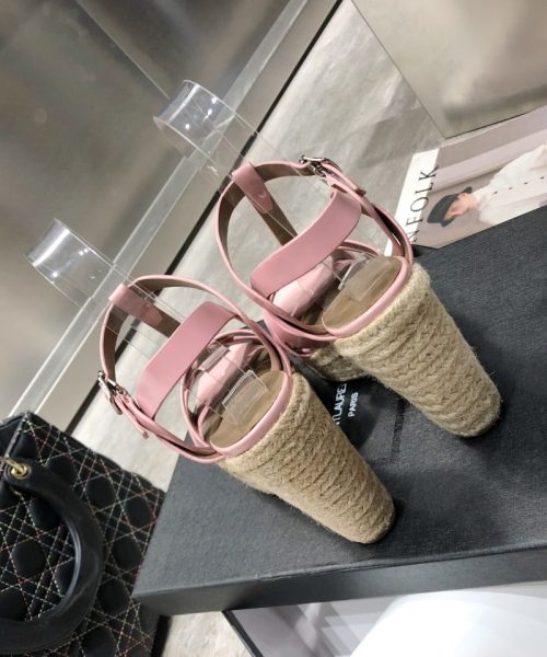 Saint Laurent Women's Tribute Espadrilles Wedge Pink For Women YSL