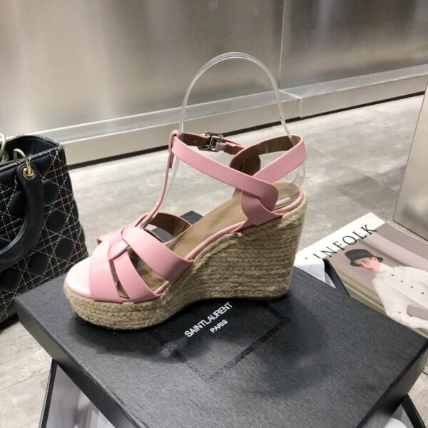 Saint Laurent Women's Tribute Espadrilles Wedge Pink For Women YSL
