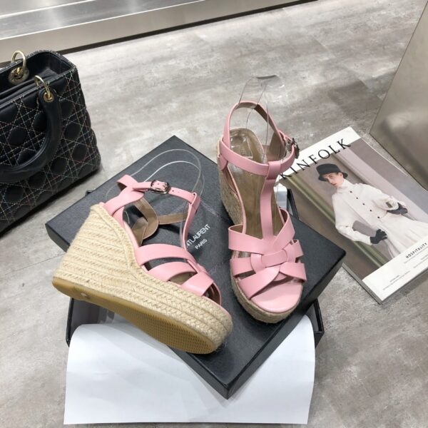 Saint Laurent Women's Tribute Espadrilles Wedge Pink For Women YSL