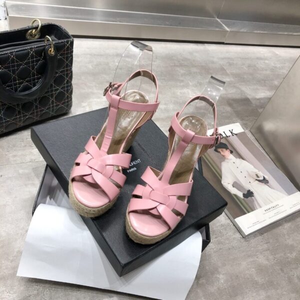 Saint Laurent Women's Tribute Espadrilles Wedge Pink For Women YSL