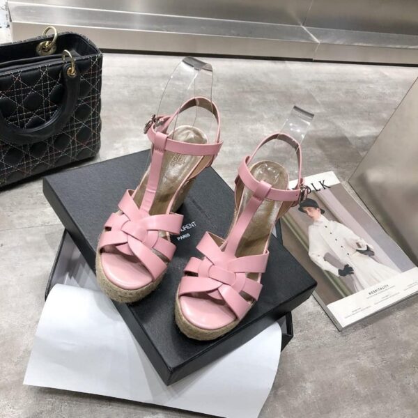 Saint Laurent Women's Tribute Espadrilles Wedge Pink For Women YSL