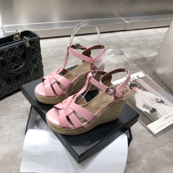 Saint Laurent Women's Tribute Espadrilles Wedge Pink For Women YSL