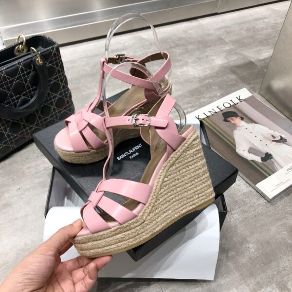 Saint Laurent Women's Tribute Espadrilles Wedge Pink For Women YSL