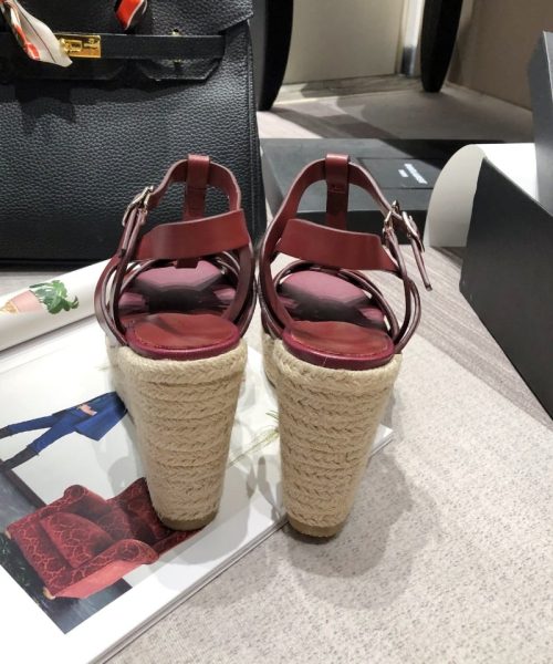 Saint Laurent Women's Tribute Espadrilles Wedge Reddish-Brown For Women YSL