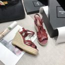 Saint Laurent Women's Tribute Espadrilles Wedge Reddish-Brown For Women YSL