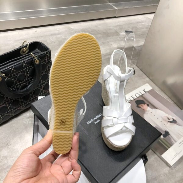 Saint Laurent Women's Tribute Espadrilles Wedge White For Women YSL 611924BZC009008