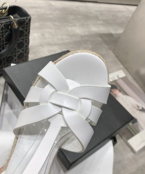 Saint Laurent Women's Tribute Espadrilles Wedge White For Women YSL 611924BZC009008