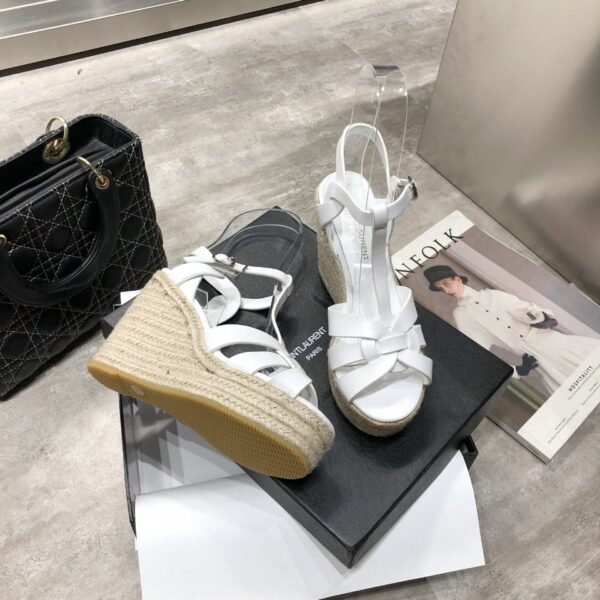 Saint Laurent Women's Tribute Espadrilles Wedge White For Women YSL 611924BZC009008