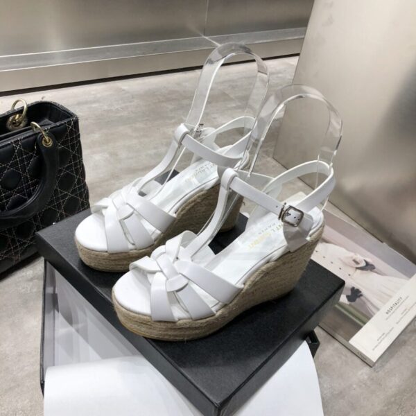 Saint Laurent Women's Tribute Espadrilles Wedge White For Women YSL 611924BZC009008