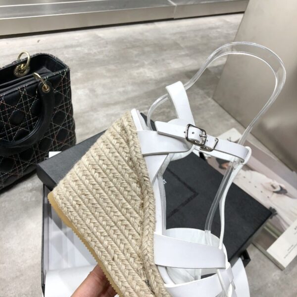 Saint Laurent Women's Tribute Espadrilles Wedge White For Women YSL 611924BZC009008