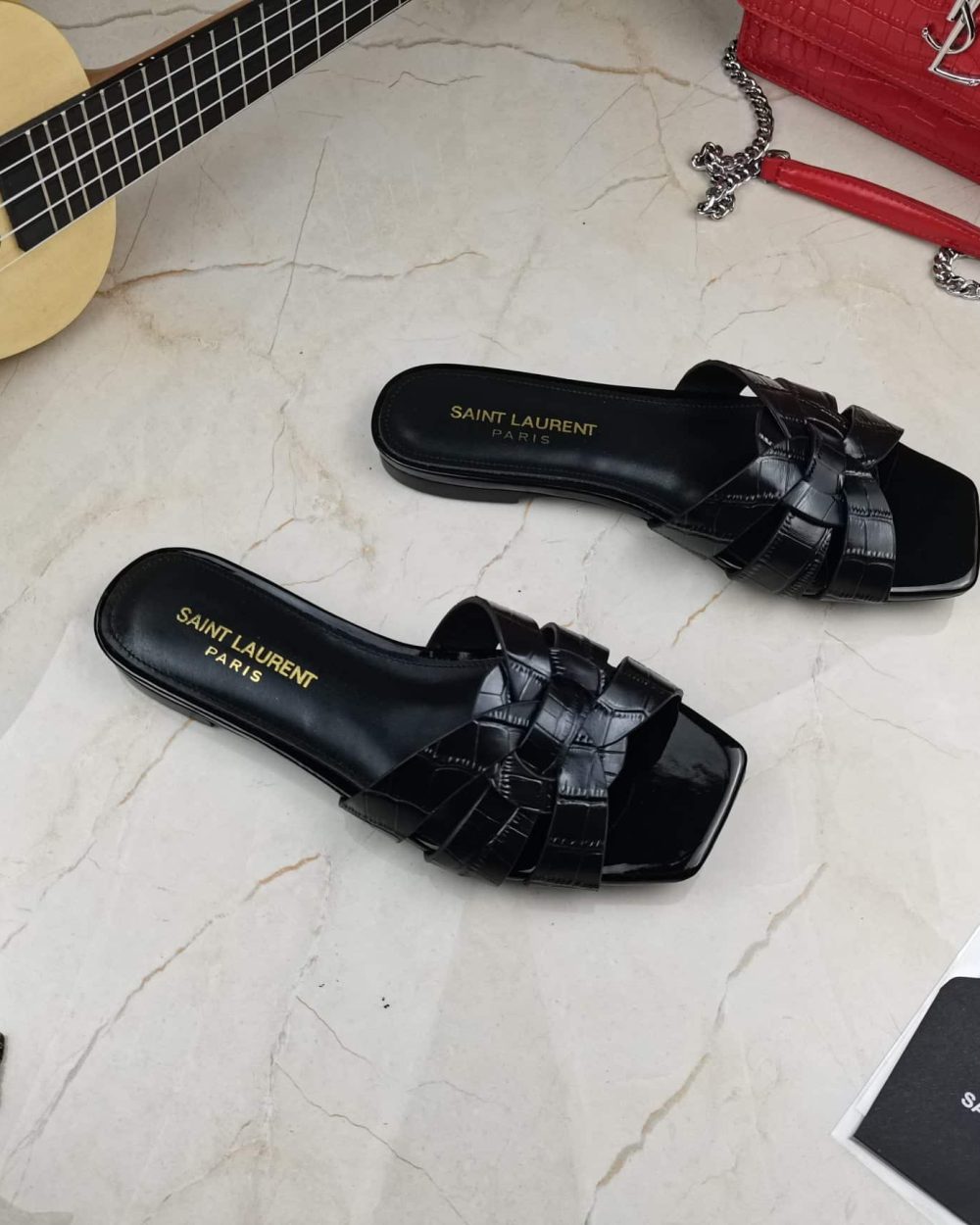 Saint Laurent Women's Tribute Flat Mules Black For Women YSL