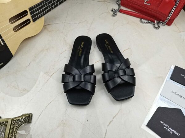 Saint Laurent Women's Tribute Flat Mules Black For Women YSL 571952BDA001000