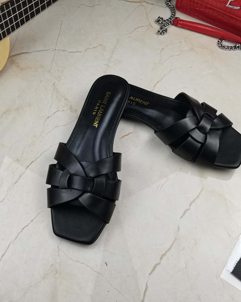 Saint Laurent Women's Tribute Flat Mules Black For Women YSL 571952BDA001000