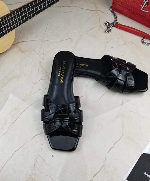 Saint Laurent Women's Tribute Flat Mules Black For Women YSL
