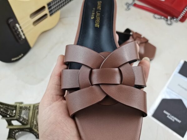 Saint Laurent Women's Tribute Flat Mules Brown For Women YSL